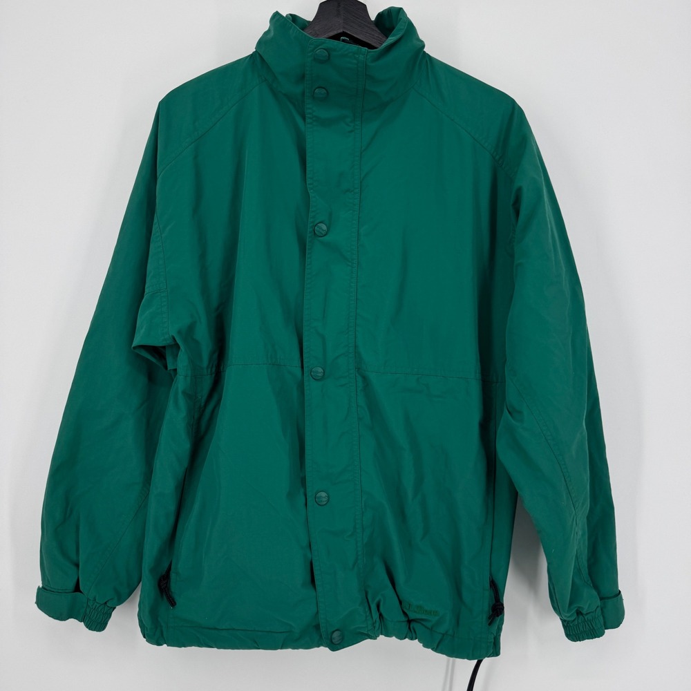 LL Bean‎ Mens Waterproof Anorak Jacket Green Size Small Hooded Full Zip Vintage